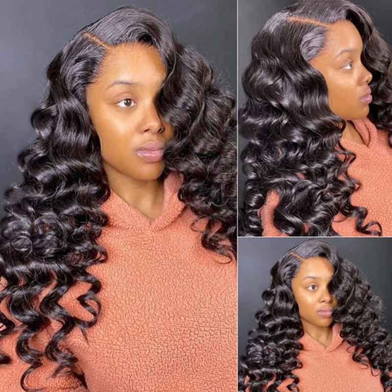 360 Loose Wave Transparent Lace Frontal Wigs Pre-plucked Natural Hairline Human Hair