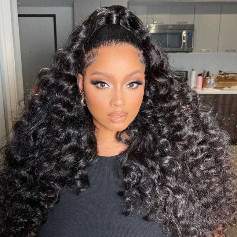 360 Loose Wave Transparent Lace Frontal Wigs Pre-plucked Natural Hairline Human Hair