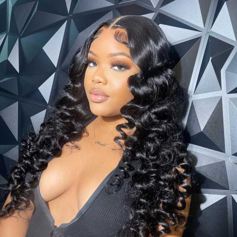 360 Loose Wave Transparent Lace Frontal Wigs Pre-plucked Natural Hairline Human Hair