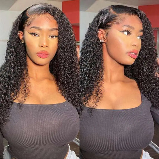 4x4 Transparent Lace Closure Kinky Curly Wigs Virgin Human Hair