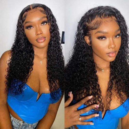 5x5 Lace Closure Transparent Lace Water Wave Wigs Virgin Human Hair