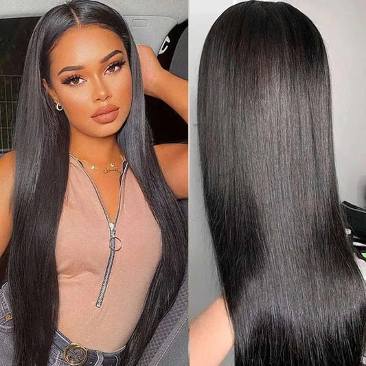 5x5 Transparent Lace Closure Straight Wigs Brazilian Virgin Hair