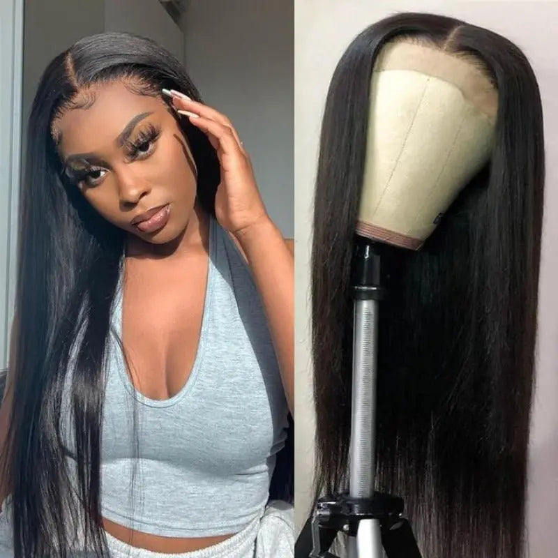 5x5 Transparent Lace Closure Straight Wigs Brazilian Virgin Hair