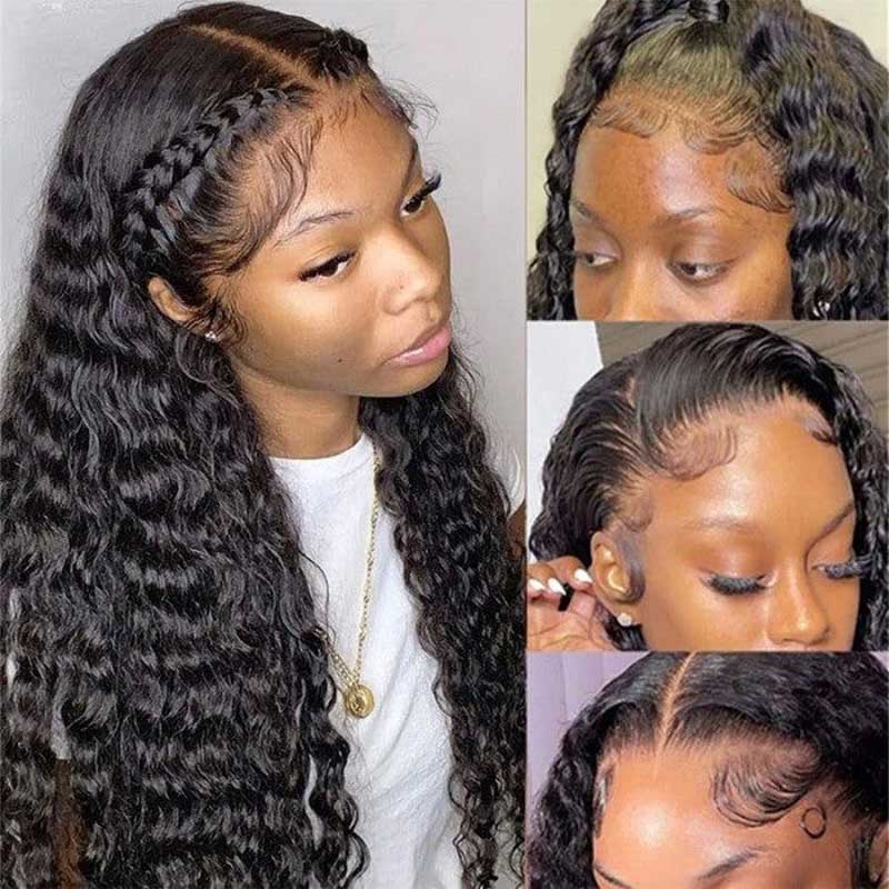 5x5 HD Swiss Lace Closure Wigs Deep Wave Wigs With Natural Hairline Human Hair Wig