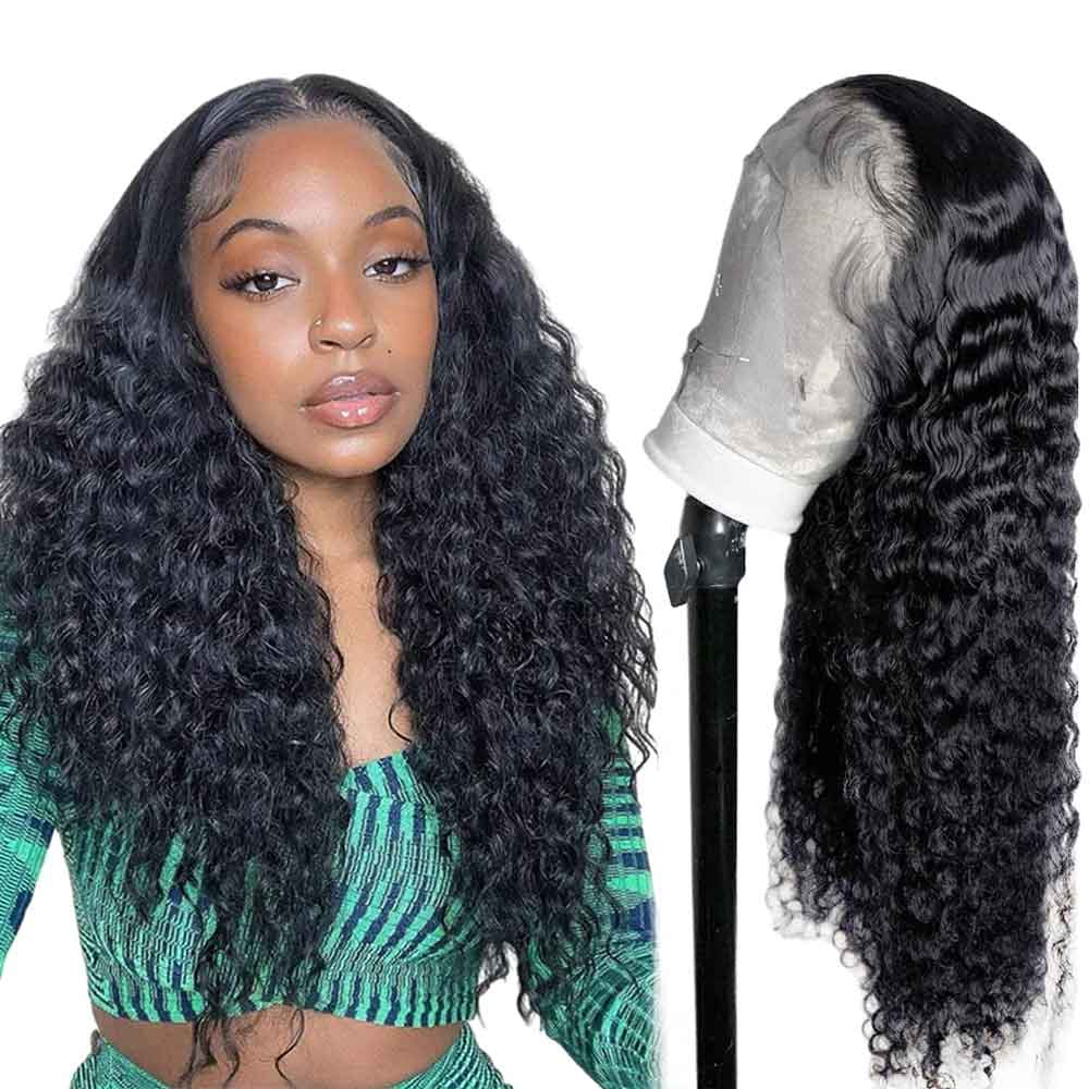 5x5 HD Swiss Lace Closure Wigs Deep Wave Wigs With Natural Hairline Human Hair Wig