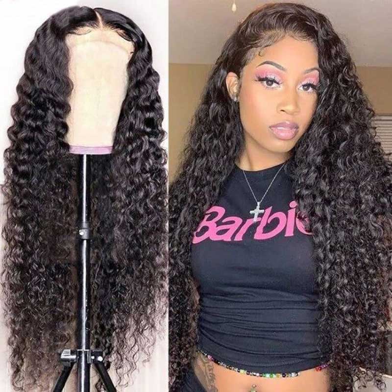 5x5 HD Swiss Lace Closure Wigs Deep Wave Wigs With Natural Hairline Human Hair Wig