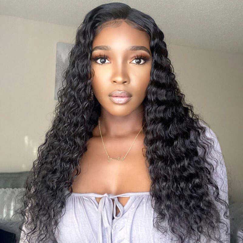 5x5 HD Swiss Lace Closure Wigs Deep Wave Wigs With Natural Hairline Human Hair Wig