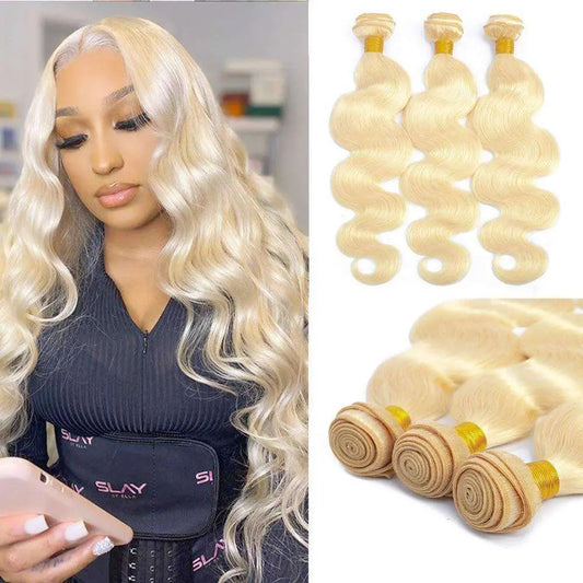 #613 Blonde Color 3 Bundles Body Wave Brazilian Virgin Hair