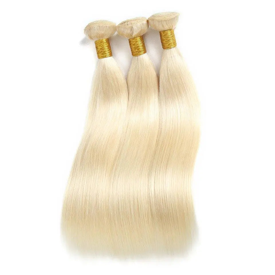 #613 Blonde Color 3 Bundles Straight Brazilian Virgin Hair