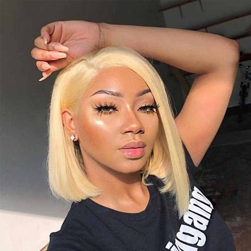 613 Color Blonde Hair Short Bob Wigs Human Hair Wigs