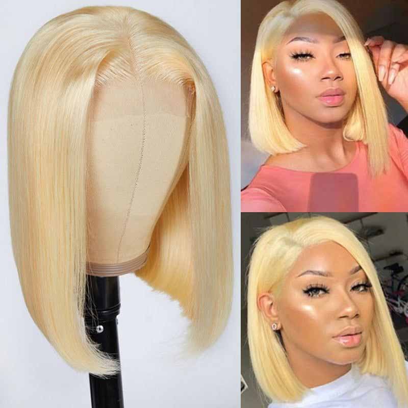 613 Color Blonde Hair Short Bob Wigs Human Hair Wigs