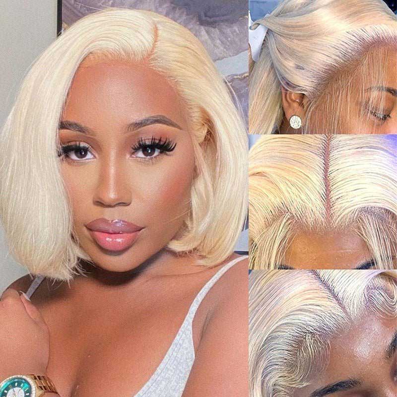 613 Color Blonde Hair Short Bob Wigs Human Hair Wigs