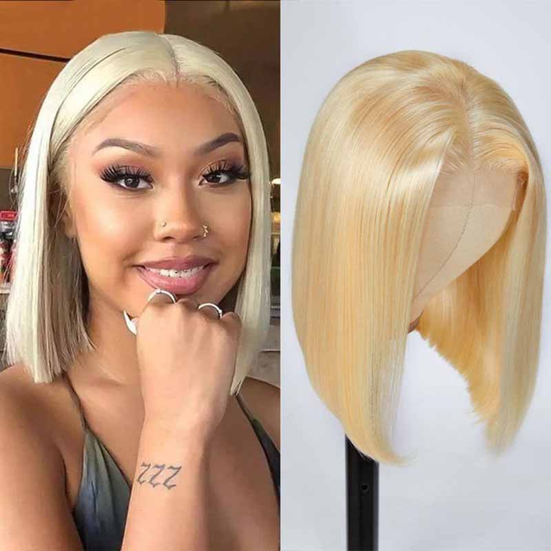 613 Color Blonde Hair Short Bob Wigs Human Hair Wigs