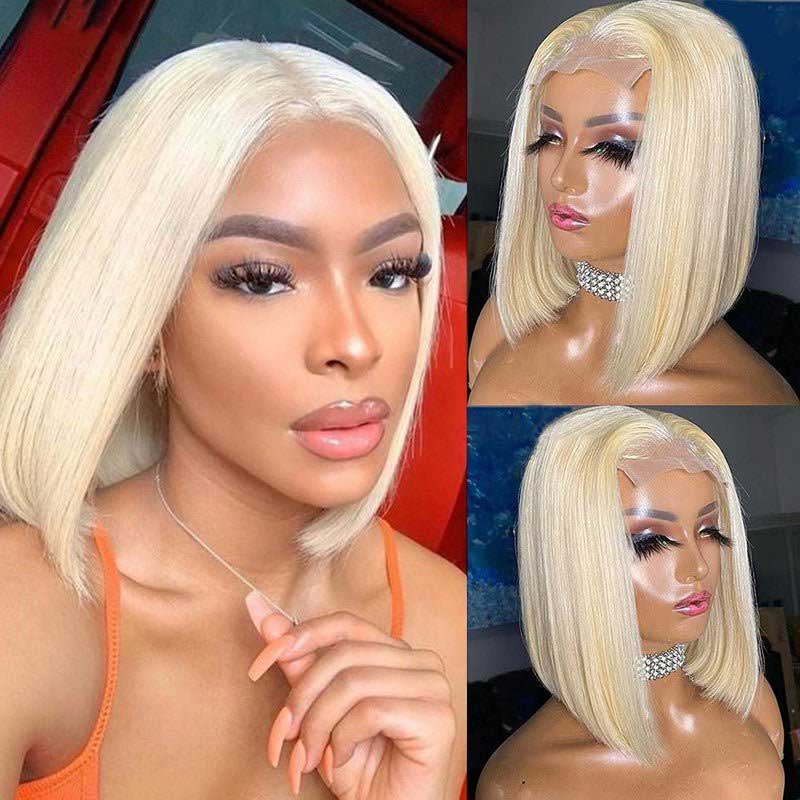 613 Color Blonde Hair Short Bob Wigs Human Hair Wigs