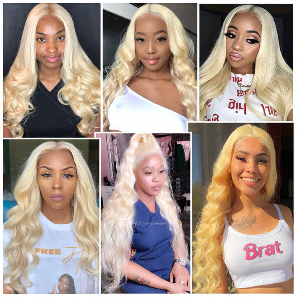 613 Blonde Hair Color Body Wave 13x6 HD Lace Frontal Wigs Human Hair