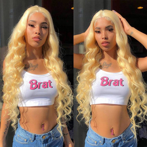 Blonde Color Body Wave 5×5 HD Lace Closure Wigs Human Hair