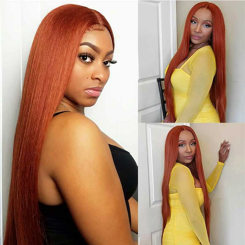 New Fashion Orange Color 13*4 Lace Frontal Wig Straight/Body Wave