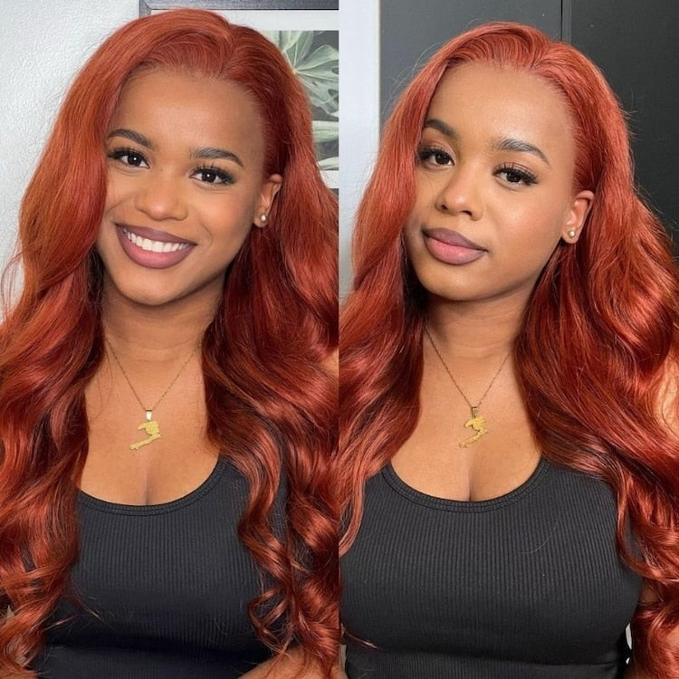 Copper Auburn Color Body Wave Bright Brown 13*4 Lace Frontal Wigs