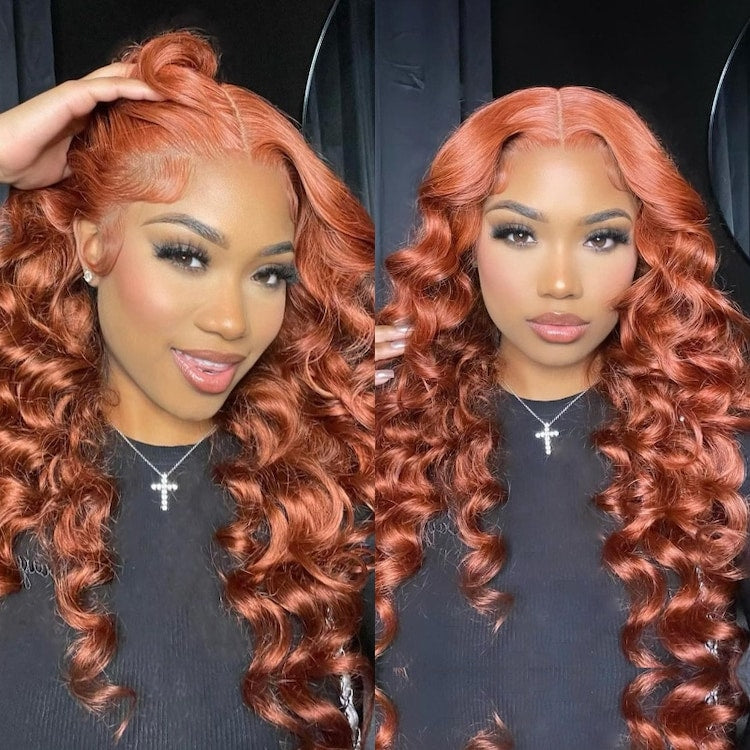 Copper Auburn Color Body Wave Bright Brown 13*4 Lace Frontal Wigs