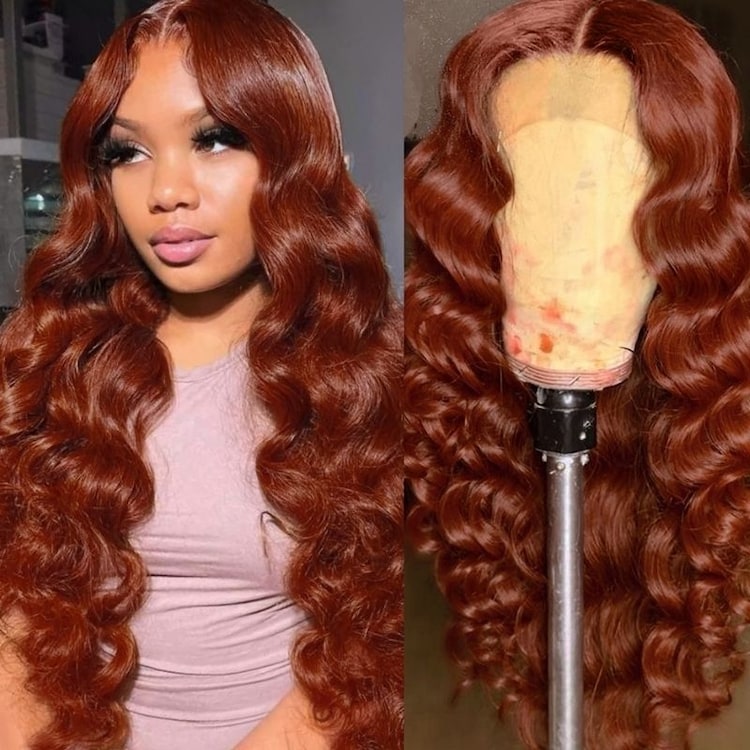 Copper Auburn Color Body Wave Bright Brown 13*4 Lace Frontal Wigs