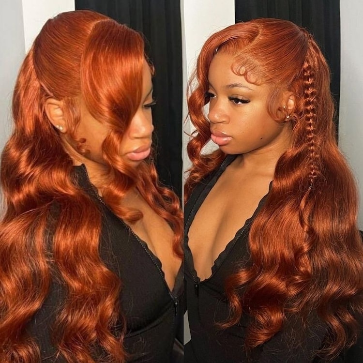 Copper Auburn Color Body Wave Bright Brown 13*4 Lace Frontal Wigs