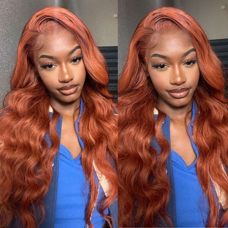 Copper Auburn Color Body Wave Bright Brown 13*4 Lace Frontal Wigs