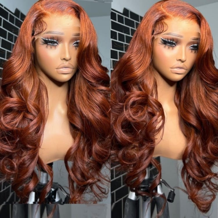 Copper Auburn Color Body Wave Bright Brown 13*4 Lace Frontal Wigs