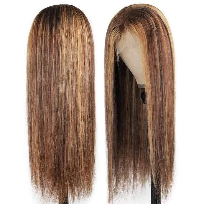 Beyonce Style Honey Piano Highlights Straight 4x4 13x4 Lace Frontal Wig