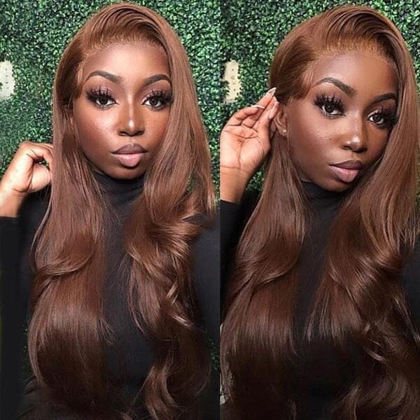 Body Wave 13x4 Lace Frontal Wigs #4 Chocolate Brown Color 4x4 Closure Wig