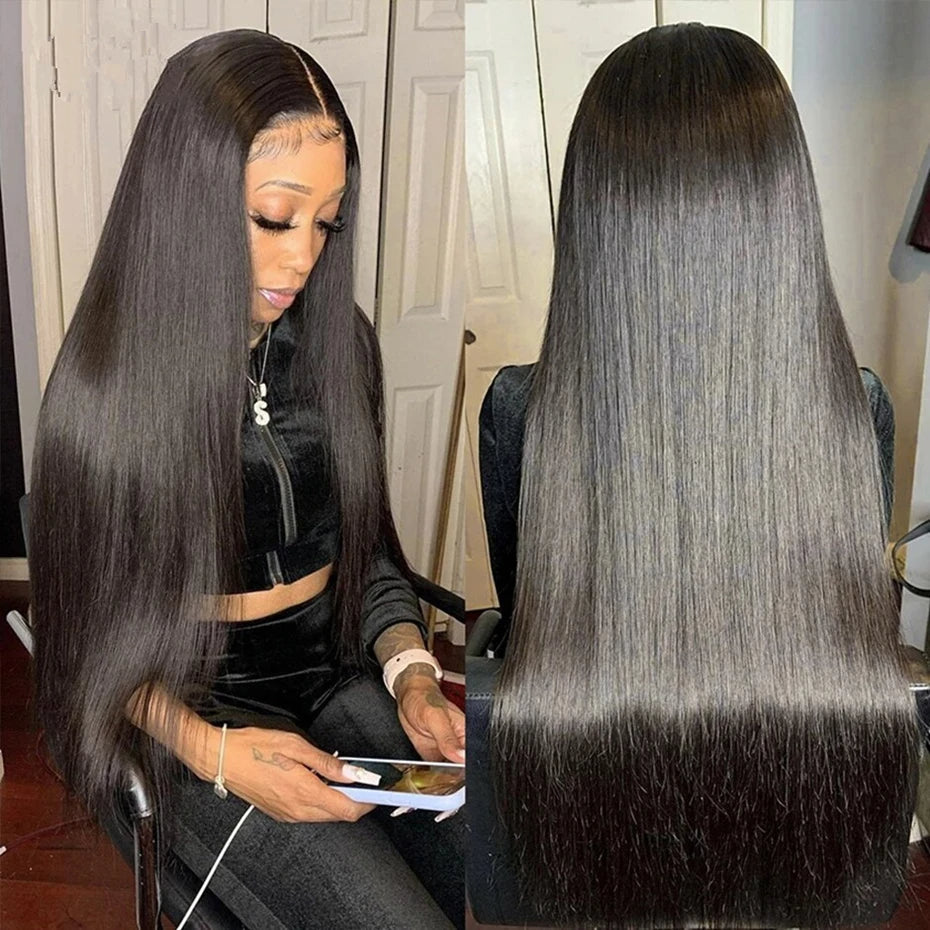 360 Lace Frontal Wig Straight Hair Virgin Hair Natural Black Pre-Plucked