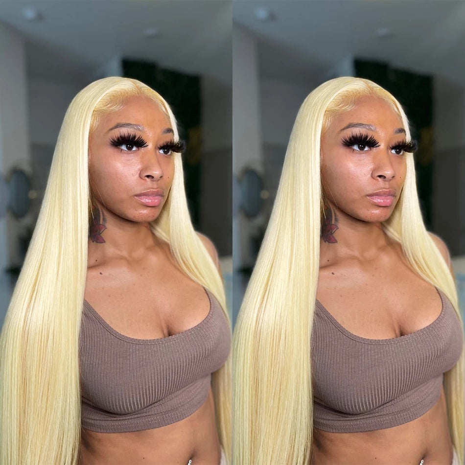 613 Blonde High-Density 4×4 HD Lace Closure Wig Straight Human Hair