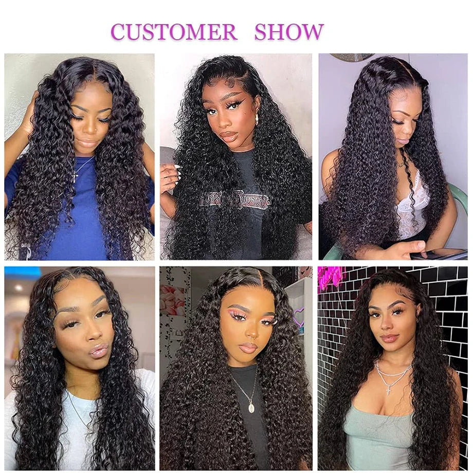 360 Lace Frontal Wig Kinky Curly Virgin Hair Natural Black Pre-Plucked