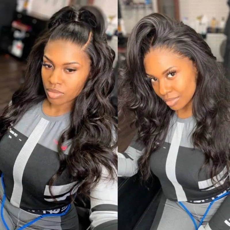 Full Lace Wig Body Wave Virgin Hair Natural Black Pre-Plucked