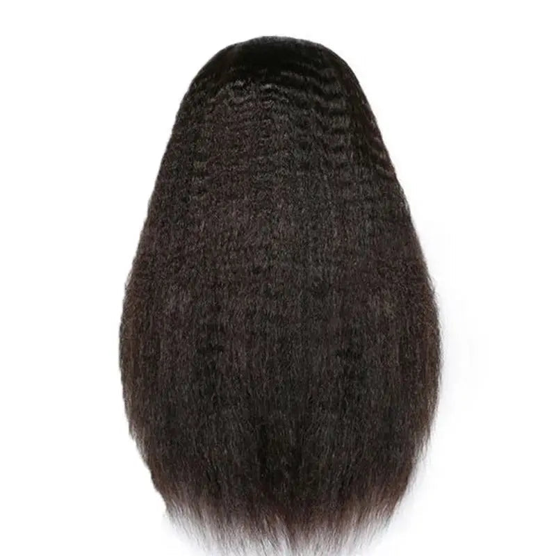 Full Lace Wig Yaki Straight Brazilian Virgin Hair Natural Black Pre-Plucked