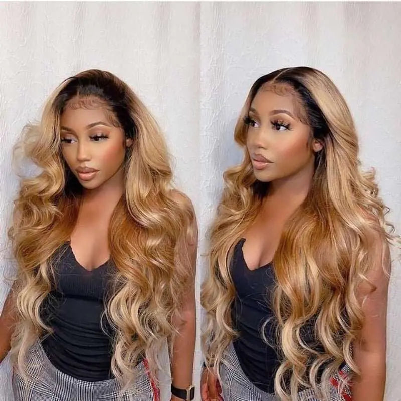 Kash Doll Style Honey Brown Ombre Loose Wave 4x4 13x4 Lace Frontal Wig