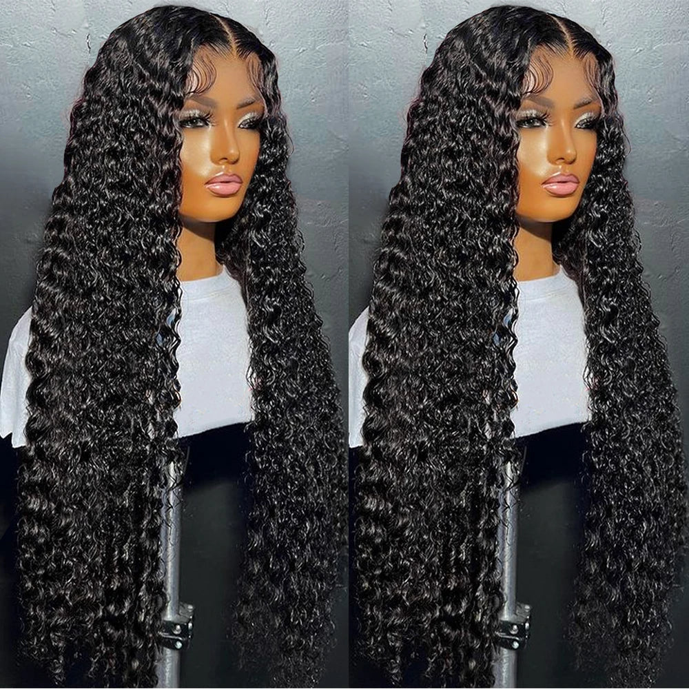 Full Lace Wig Water Wave Brazilian Virgin Hair Natural Black Pre-Plucked