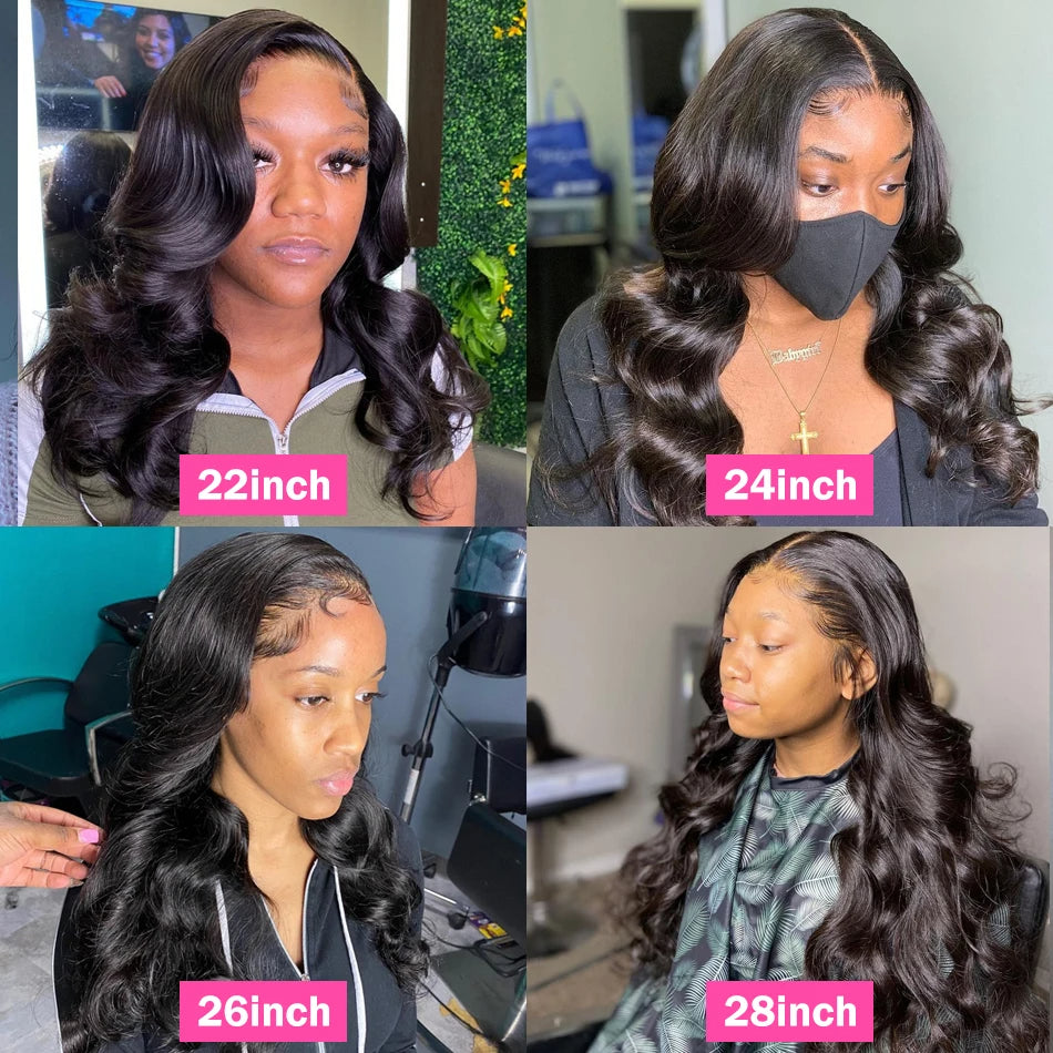 Full Lace Wig Body Wave Virgin Hair Natural Black Pre-Plucked