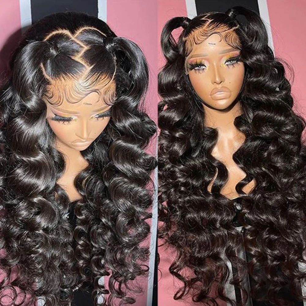 13x4 Transparent Lace Frontal Loose Wave Wigs Virgin Human Hair