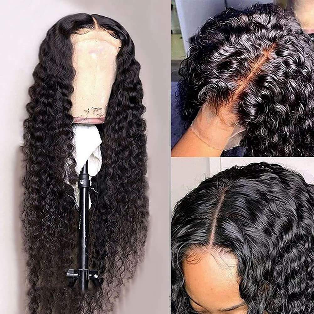 13x6 Transparent Lace Frontal Water Wave Wigs Natural Black