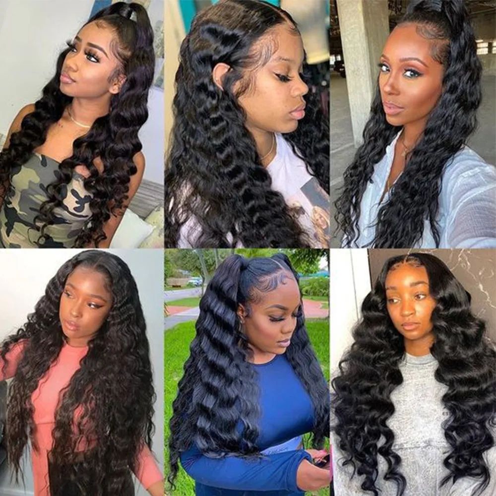 13x4 Transparent Lace Frontal Loose Wave Wigs Virgin Human Hair