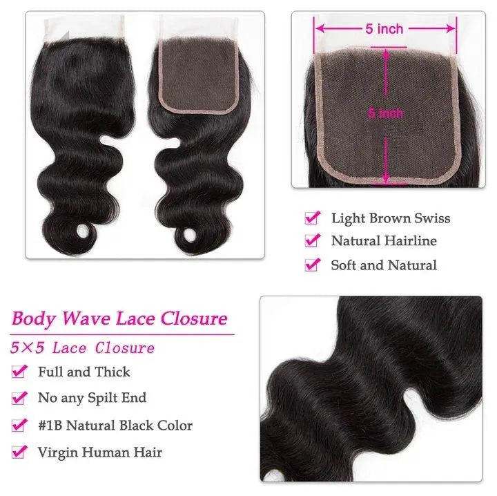 5x5 HD Lace Closure Human Hair Sew In Closure