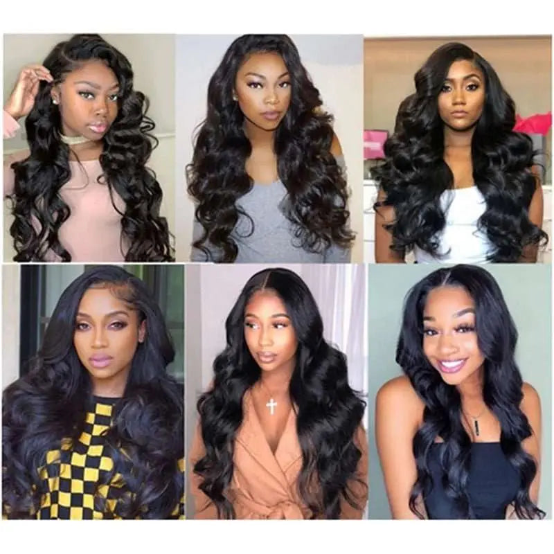 Natural Black 3 Bundles Body Wave Wave Brazilian Virgin Hair With 4*4 Lace Closure