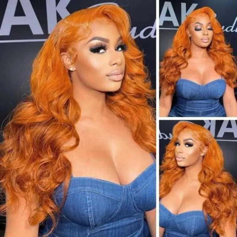 New Fashion Orange Color 13*4 Lace Frontal Wig Straight/Body Wave