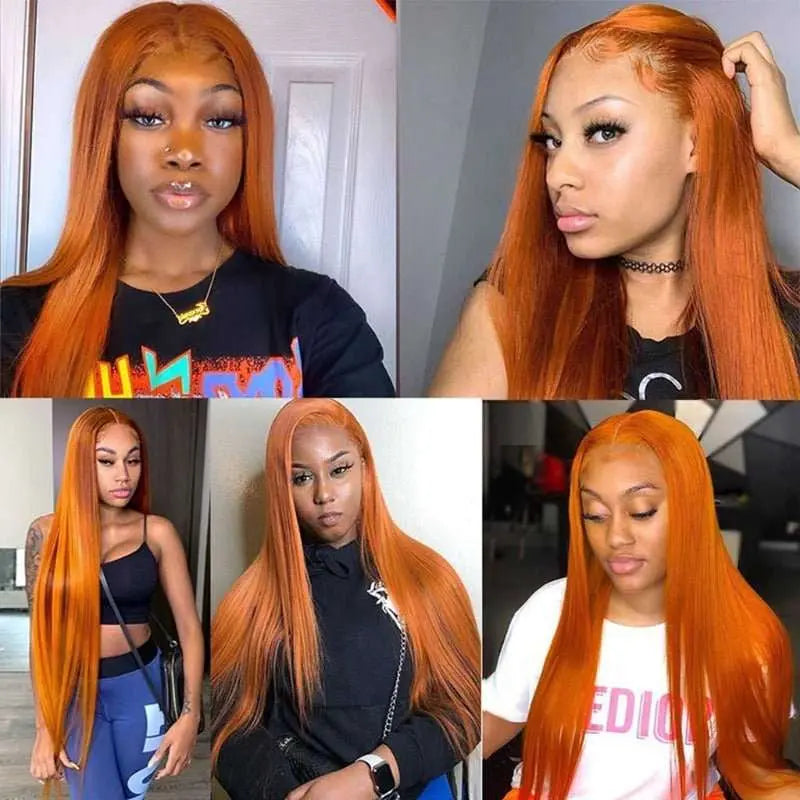 New Fashion Orange Color 13*4 Lace Frontal Wig Straight/Body Wave