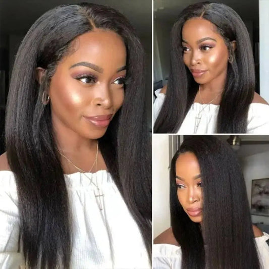 New Yaki Straight 13x4 Lace Frontal Wig Brazilian Virgin Human Hair