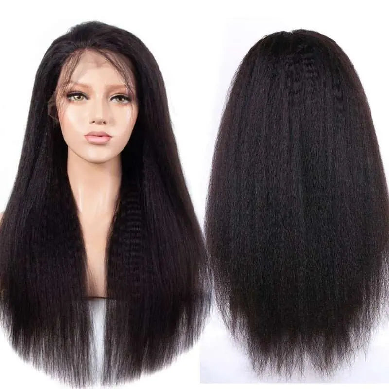 New Yaki Straight 13x4 Lace Frontal Wig Brazilian Virgin Human Hair