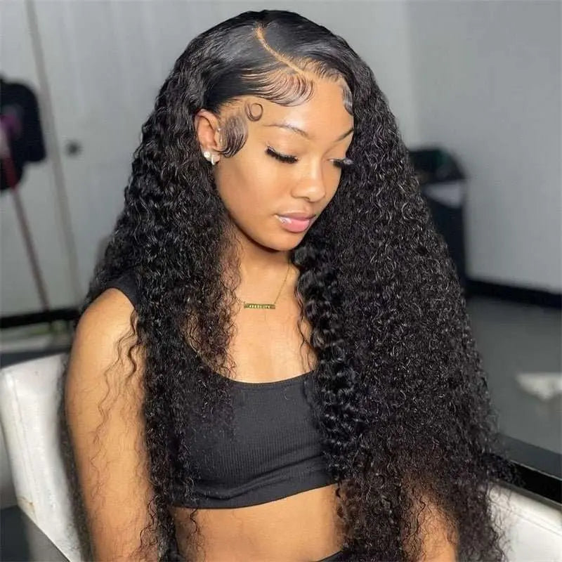 No Shedding 13x4 Transparent Lace Frontal Jerry Curly Wigs Brazilian Virgin Human Hair