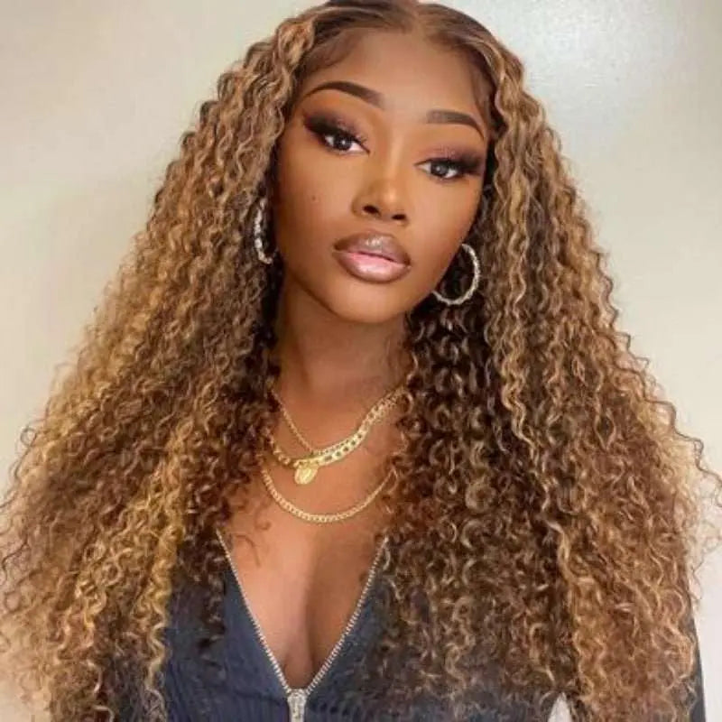 Piano Highlights Ombre Romantic Curly Wave 13*4 Lace Frontal Wig