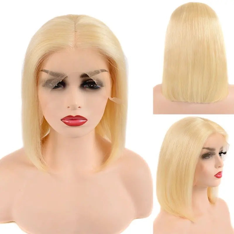 Princess Blonde 613 Color Short Straight 13*4 Lace Frontal Bob Wig