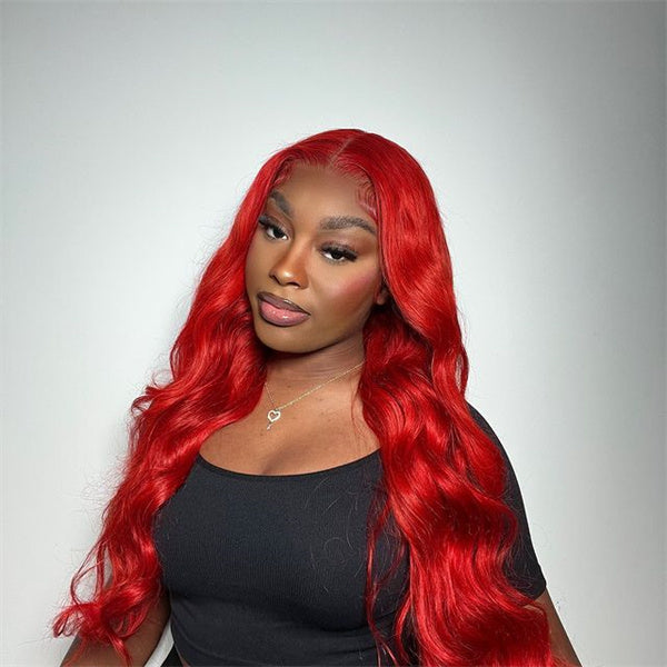 Redwine Color 13x4 Body Wave Lace Frontal Wigs 4x4 Closure Wig